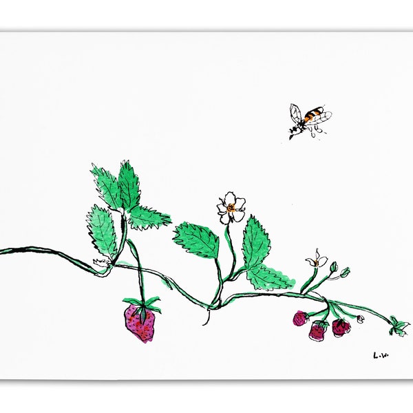 Erdbeerläufer mit Bienenkarte