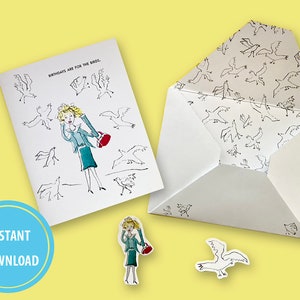 Downloadable Birthdays are for the Birds card with matching envelope