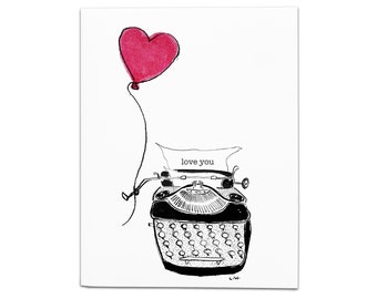 Typewriter I love you card