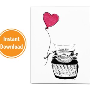 Downloadable Typewriter Love You Card