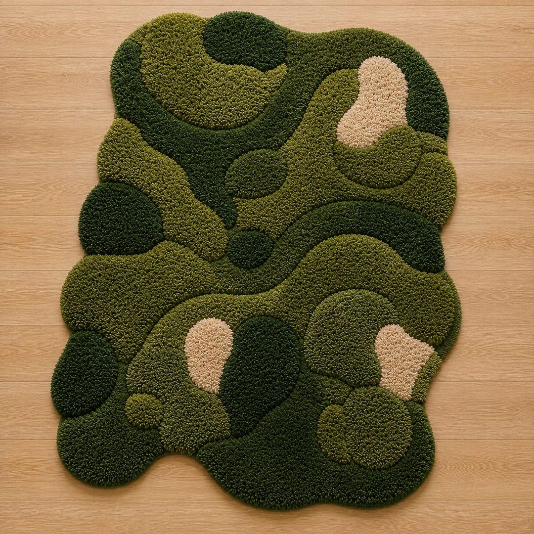 Abstract Irregular Organic Green 3D Rug - Etsy