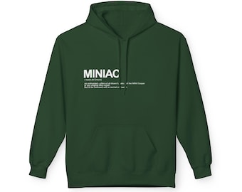 MINIAC Definition Hoodie Minimalistisk grafisk tröja för MINI Cooper och klassiska Mini-entusiaster