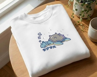 Lapras Sleeping Embroidered, Anime Custom Lapras Embroidery