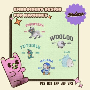 Anpassad Poke Anime Broderad, Personlig Karaktär Crewneck, Present till Henne & Honom