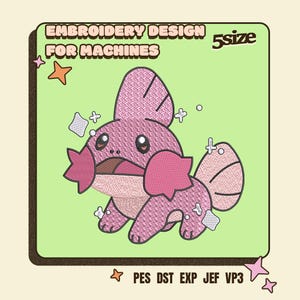 Mudkip Embroidered, Type Pokemon Crewneck, Kawaii Anime Embroidery