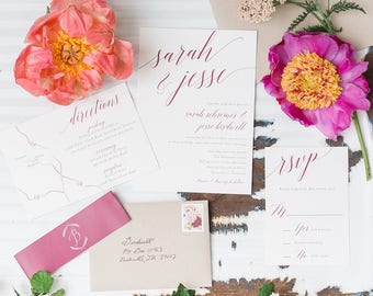 Classic Calligraphy Wedding Invitation Suite Printable