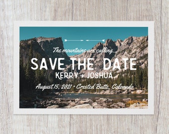 Colorado Mountain Save the Date Vintage-Inspired Postcard, Mountain Wedding, Welcome to Colorful Colorado (Digital PDFs)