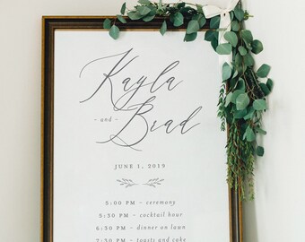 Wedding Timeline Order of Events Welcome Poster Printable