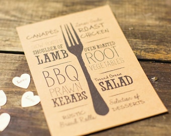 Illustrated Rustic Kraft Wedding Menu Printable