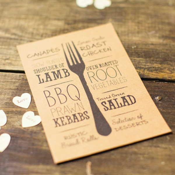 Illustrated Rustic Kraft Wedding Menu Printable