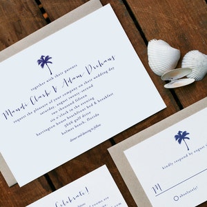 Palm Tree Destination Wedding Printable Invitation Suite image 1