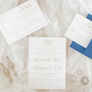 Classic Gold Monogrammed Wedding Invitation Suite Printable