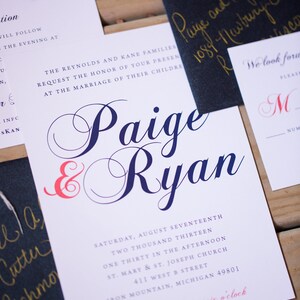 Coral and Navy Printable Wedding Invitation Suite Printable - Etsy