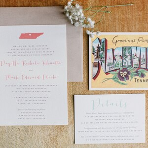 Suite di inviti per matrimonio stampabili con cartoline d'epoca con invito per matrimonio dello Stato di Nashville