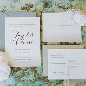 Calligraphie Wedding Invitation Suite Imprimable avec Citation de Carte Postale image 1