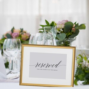 Reserved Wedding Table Sign Instant Download (4x6 and 5x7) Includes Bride and Groom Table Reservation Cards