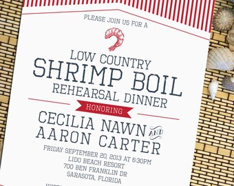 Nautical Shrimp Boil Rehearsal Dinner or Party Invitation Printable