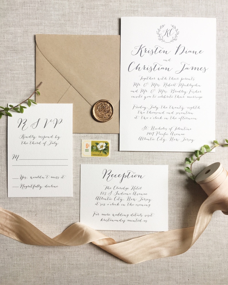 Calligraphy Wedding Invitation Printable Diy Wedding Etsy
