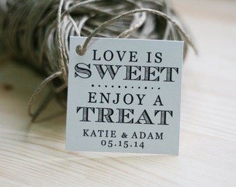 Love Is Sweet, Enjoy A Treat Wedding or Bridal Shower Thank You Favor Tags Printable
