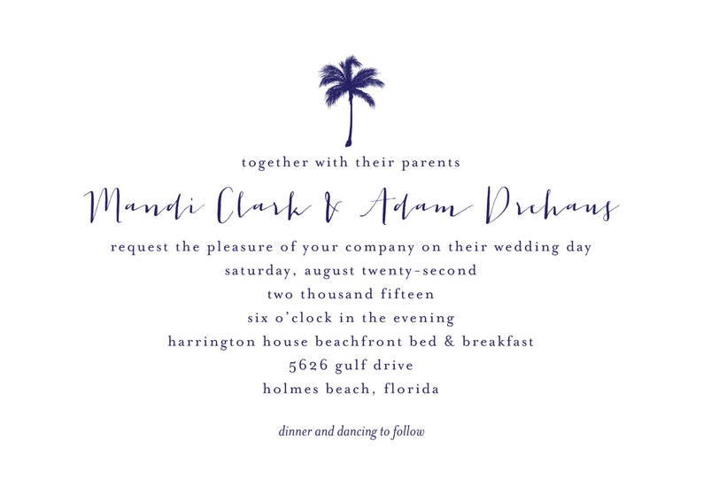 Palm Tree Destination Wedding Printable Invitation Suite image 3