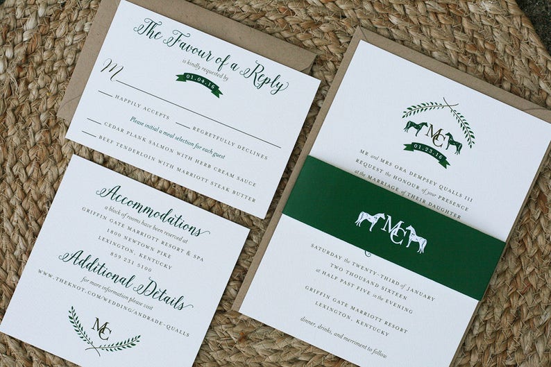 Equestrian Wedding Invitation Suite Printable for Country Farm Wedding image 1