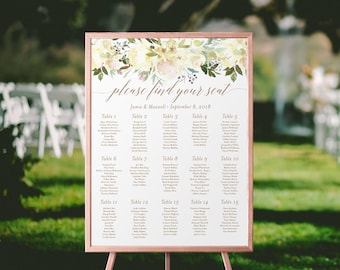 Floral Rose Gold Seating Chart Poster Printable