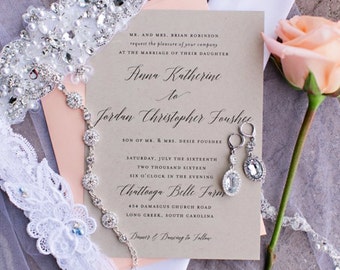 Invito di nozze calligrafico / Invito di nozze stampabile, matrimonio rustico, invito di nozze, invito di nozze Kraft