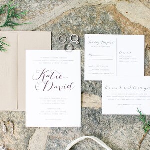 Calligraphie Wedding Invitation Suite Imprimable avec Citation de Carte Postale image 9