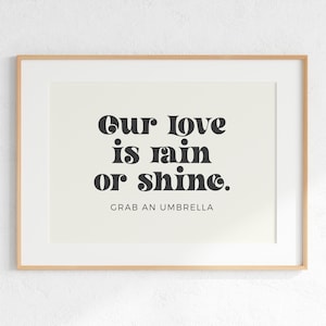Our Love is Rain or Shine Retro An Umbrella Retro Wedding Sign | Rainy Wedding, Umbrella Sign, Rain Plan