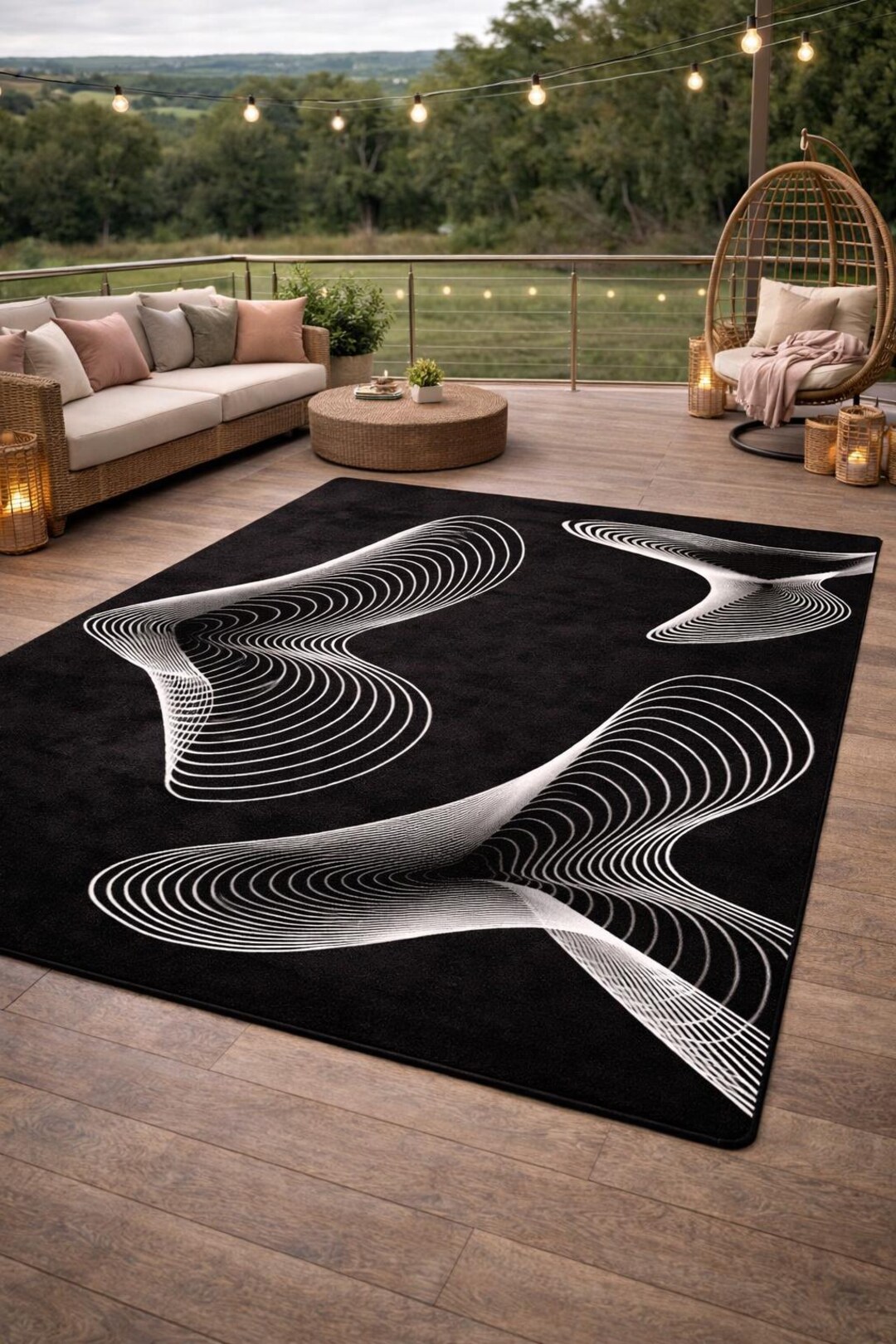 Handmade Black Abstract Area Rug - Etsy