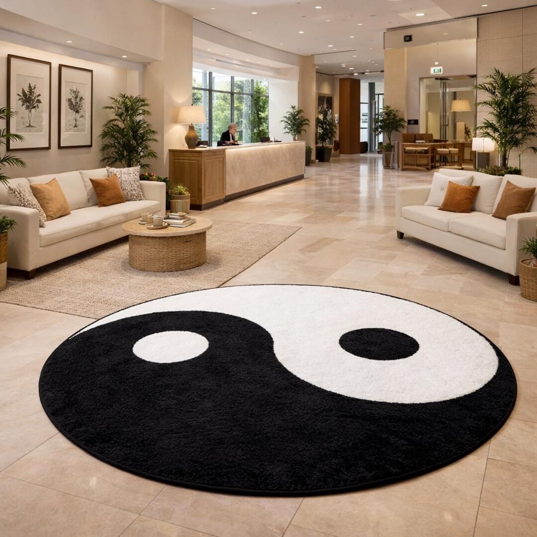 Zen Rug Patterns Yin Yang Round Rug – Black & White Zen Area Rug - Etsy