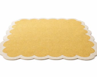 Yellow Cloud Rug, Scalloped Nursery Play Mat