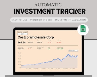 Investment Tracker Google Sheets Template: Stock Portfolio Planner (Digital Download)