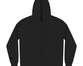 Sudadera con capucha y cremallera completa negra / Sudadera con capucha y cremallera lisa