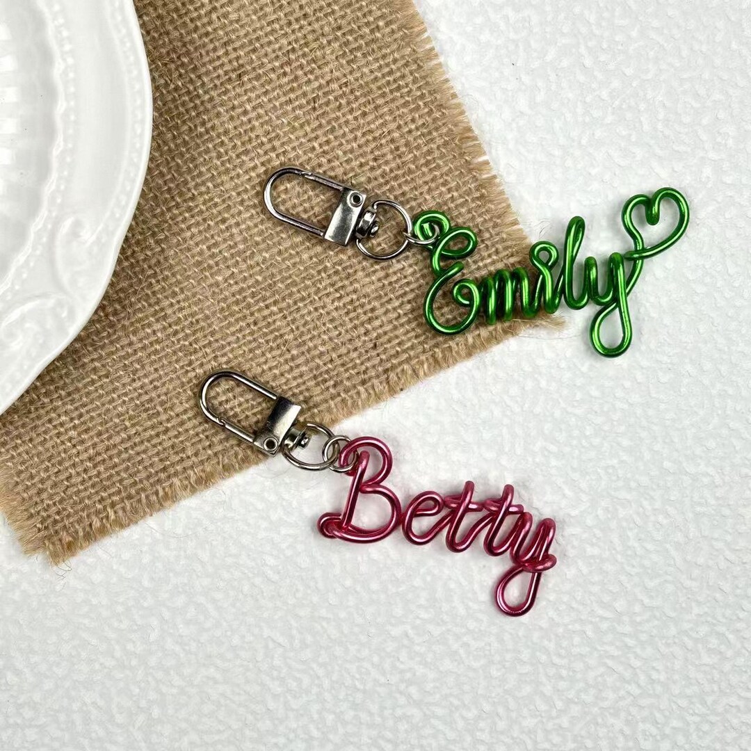 Personalized Name Wire Keychain, Custom Name Keychain, Classic & Heart ...