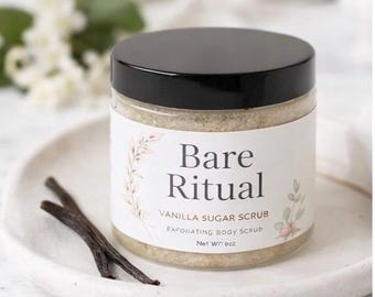 Exfoliante corporal de vainilla y azúcar para piel seca / Exfoliante corporal artesanal / Regalo de autocuidado natural