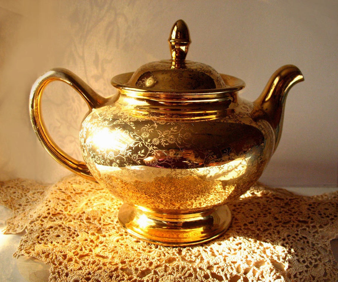 Vintage Teapot Homer Laughlin Eggshell Nautilus China Gold Etsy