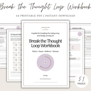 Break the Thought Loop Workbook, Rumination Workbook, Letting Go Journal, Stop Overthinking, Self Reflection Printable