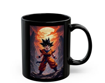Tazza in ceramica nera di Goku / Tazza da caffè anime Dragon Ball / Bicchieri a tema manga