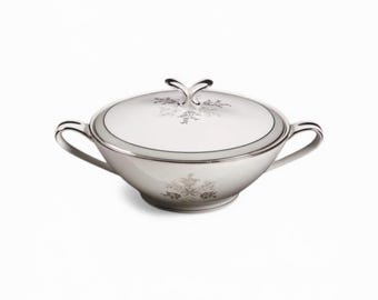 Noritake „Lucille“ Zuckerdose und Deckel mit Platinzierde