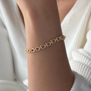 Bracelet en or, bracelet délicat pavé de zirconiums cubiques, bijou cadeau