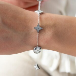 Gold Over Stainless Steel Clover Bracelet with Mother of Pearl, Everyday Minimalist Jewelry image 8