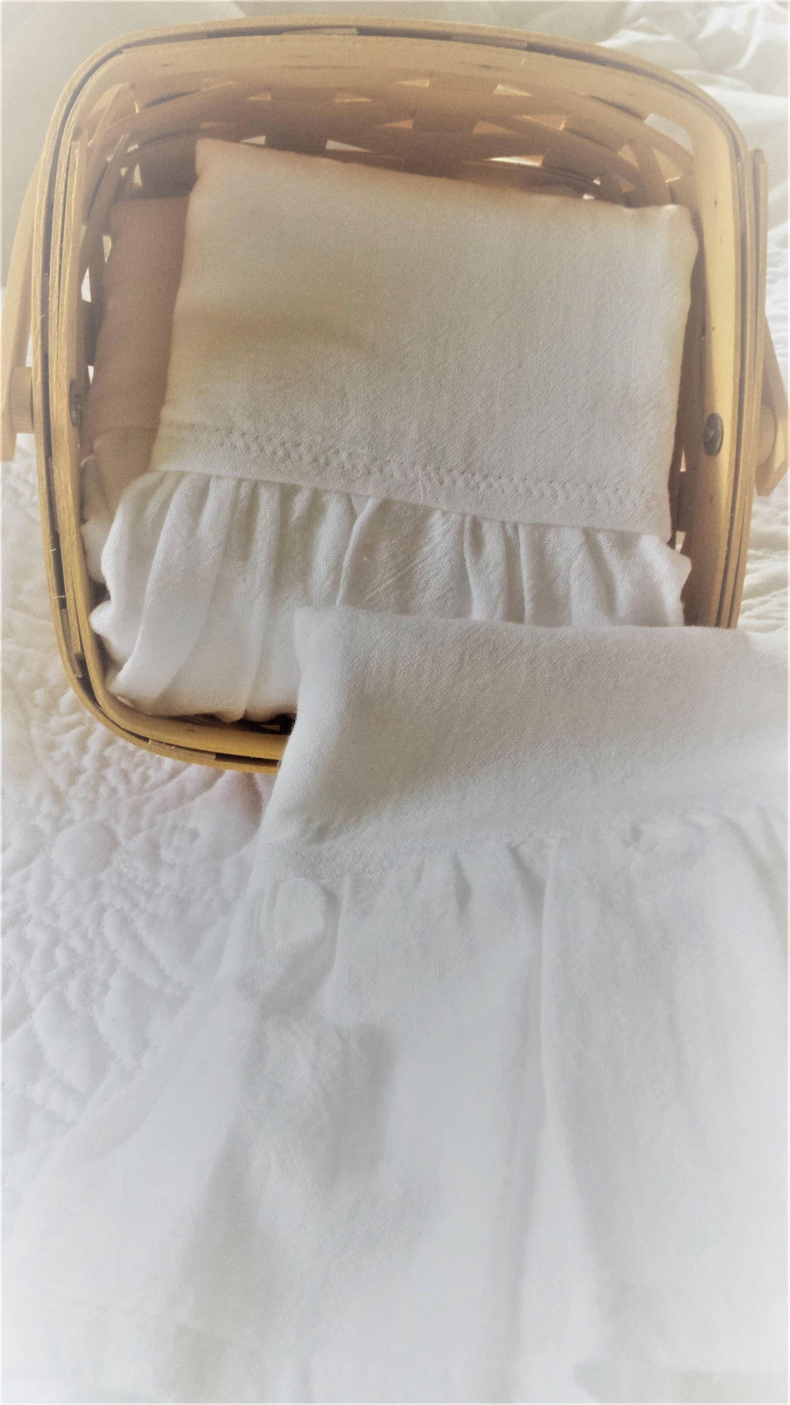 Set of Three Farmhouse White Ruffle Hand Towels Etsy