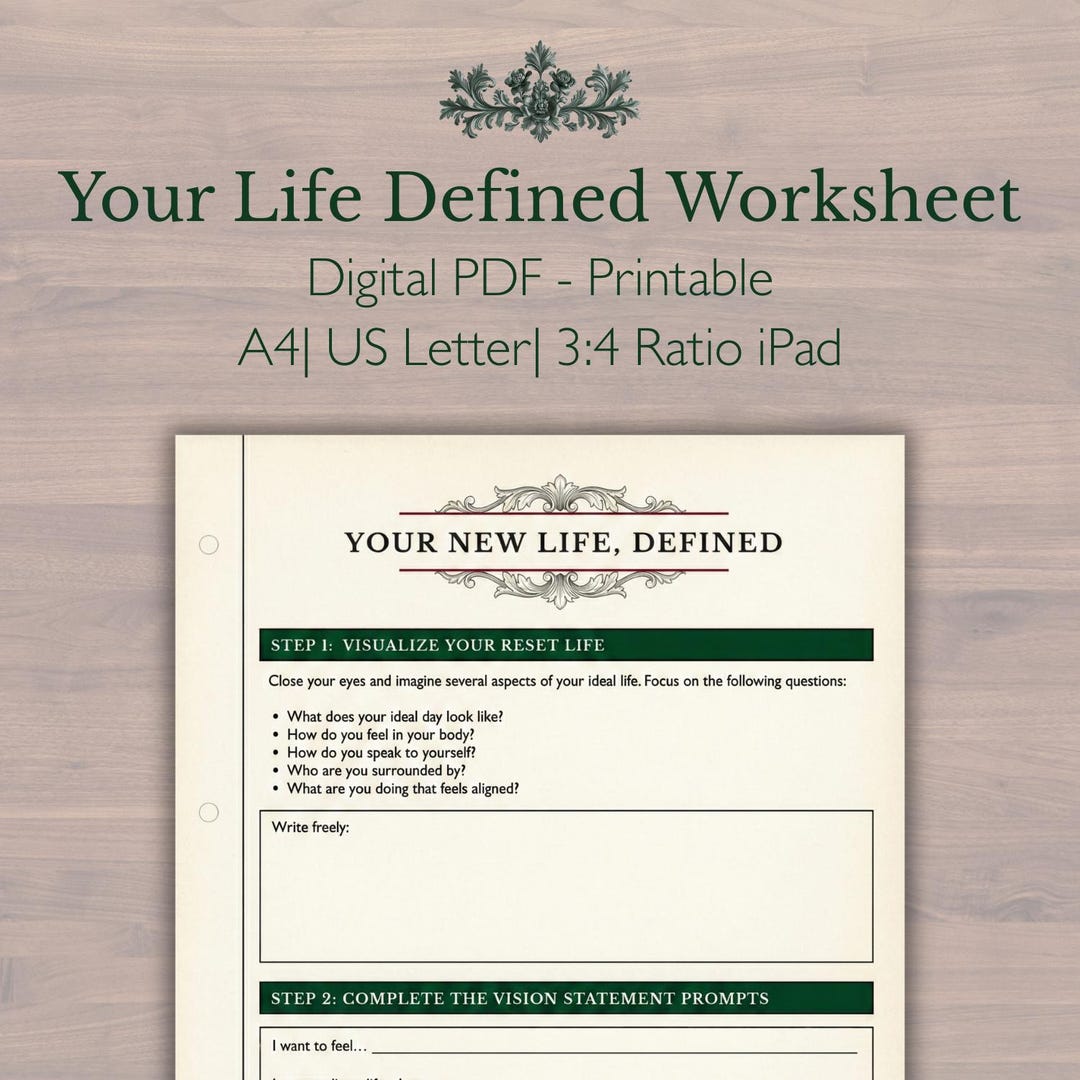 Identity Blueprin Worksheet.pdf Life Reset Vision Statement Printable, Master Blueprint Worksheet ...