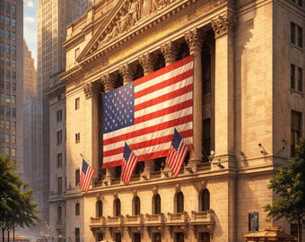 Plakat ścienny z napisem „NYSE Building”, Wall Street Finance (do pobrania natychmiast)