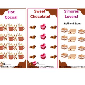 Hot Cocoa! Sweet Chocolate! S'more Savings Challenges Trackers-(3 Minis, 6 Tinies) Digital Download