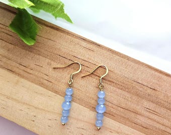 Dainty Blue and Gold Dangle Earrings