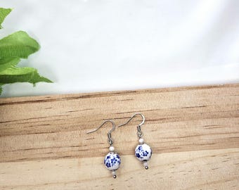 Blue and White Porcelain Earrings