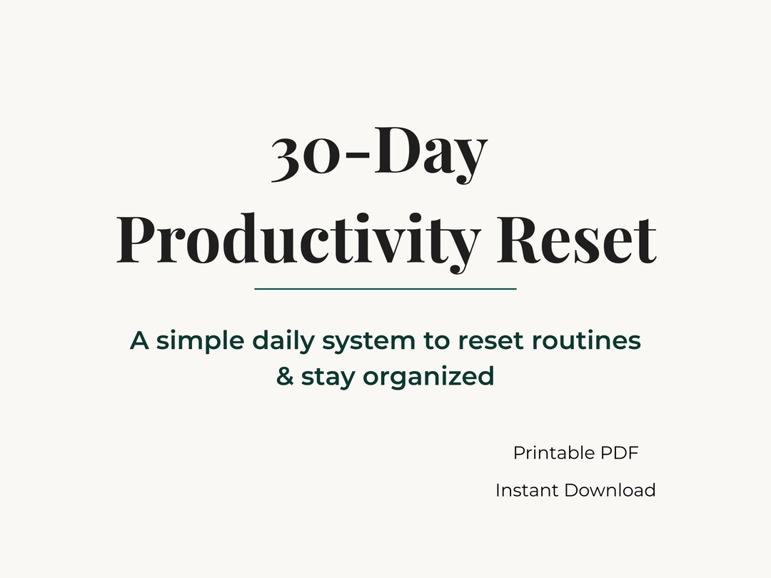 30-day Productivity Reset | Printable Daily & Weekly Planner | Minimal ...