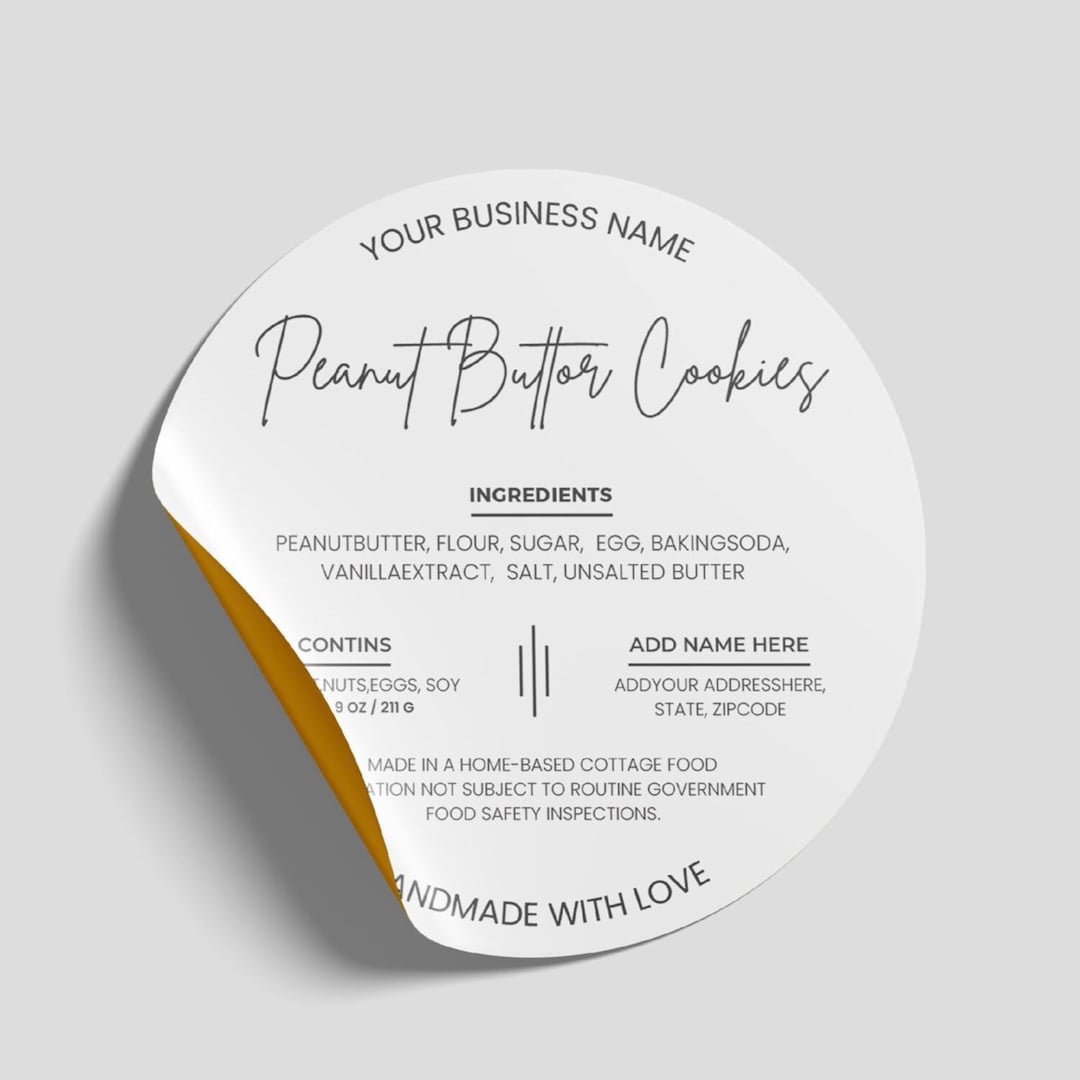 Cottage Food Label, Printable DIY Bakery Ingredient Label Canva ...